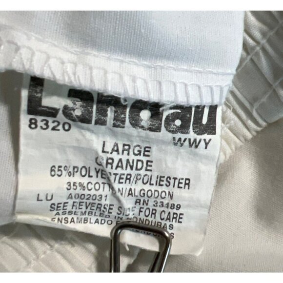 Landau 8320 White Unisex Elastic Waist Medical Scrub Pants L 65% Polyester & 35% - Picture 4 of 6